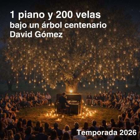 1 piano y 200 velas bajo un árbol centenario
