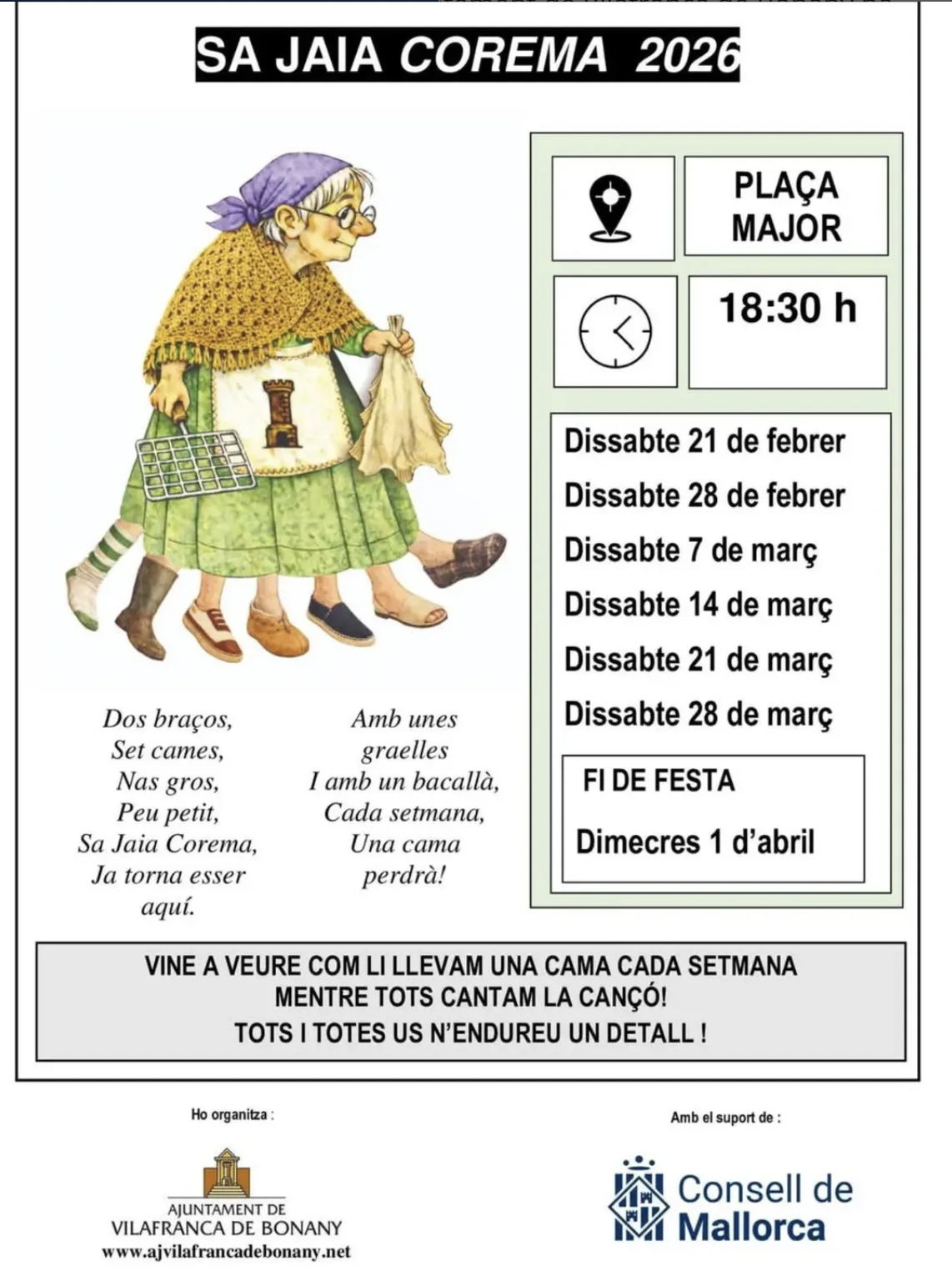 Sa Jaia Corema 2026 - Tradición de Cuaresma en la Plaça Major